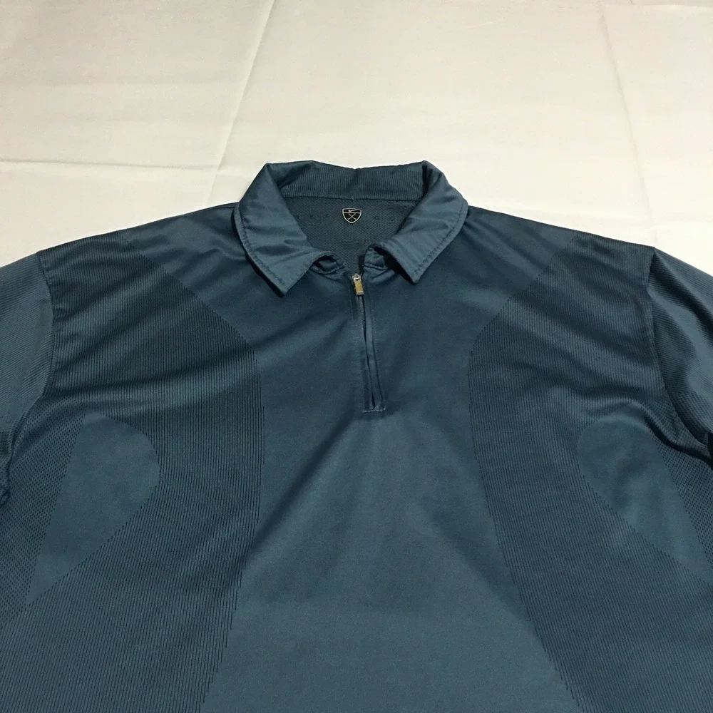 Nike Golf Polo Shirt Mens Large Blue Short Sleeve 1/4 Zip Dri-FIT Performance